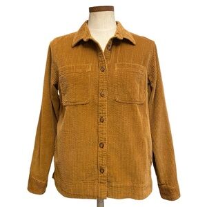 LL Bean Comfort Wide Wale Corduroy Relaxed Shirt Jacket Lt Brown Sz SP